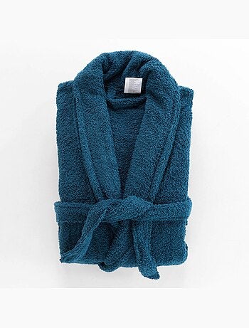 Peignoir col châle éponge bleu