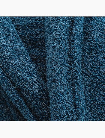 Peignoir col châle éponge bleu