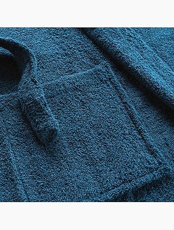 Peignoir col châle éponge bleu