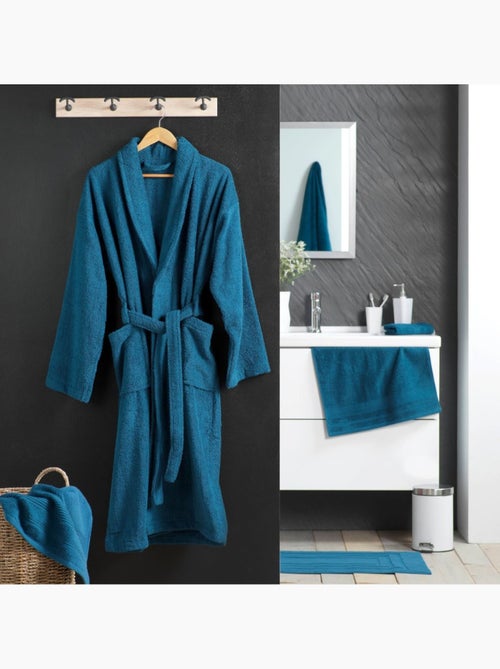 Peignoir col châle éponge bleu - Kiabi Peignoir col châle éponge bleu - Kiabi