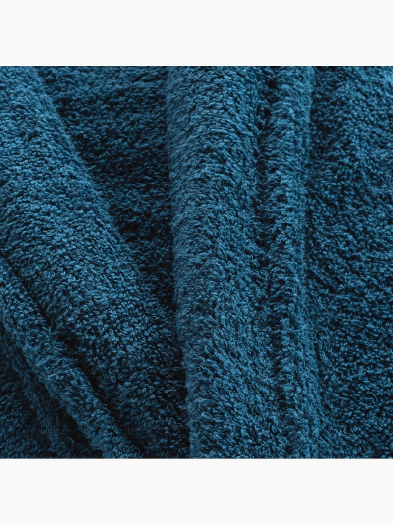 Peignoir col châle éponge bleu Bleu - Kiabi