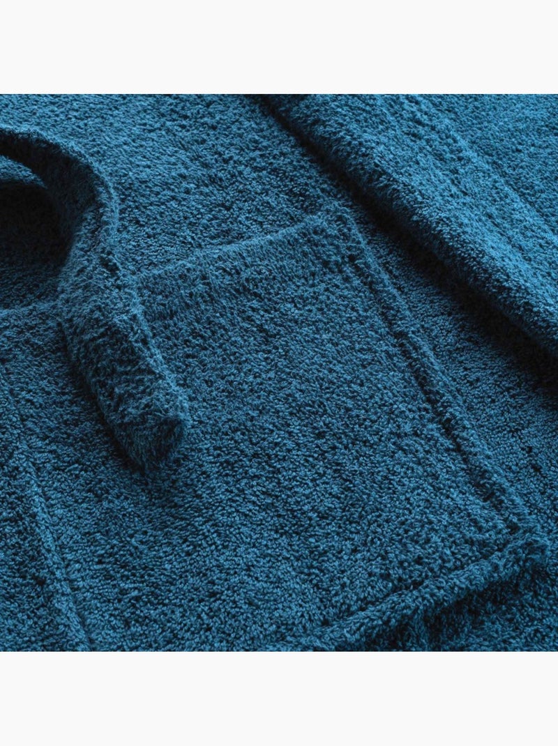 Peignoir col châle éponge bleu Bleu - Kiabi
