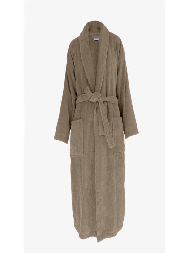 Peignoir col châle Eponge coton 380 gr/m² "Naïa" Vent du sud - Camel - Gris taupe - Kiabi
