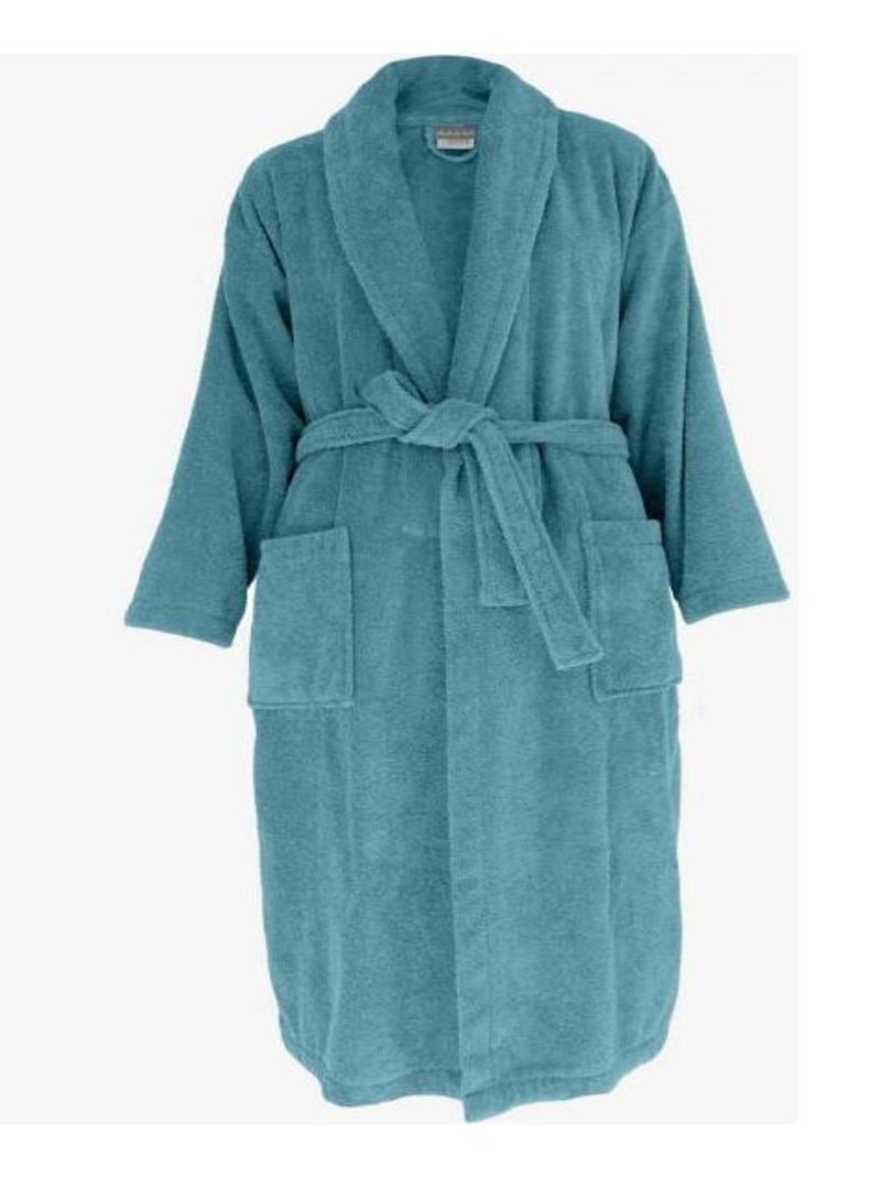 Peignoir col châle Eponge coton 380 gr/m² "Naïa" Vent du sud - Cérulé - Bleu - Kiabi