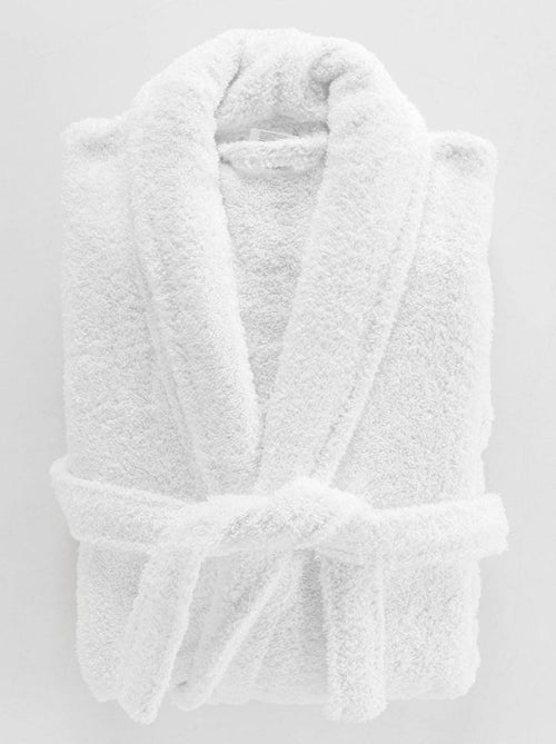 Peignoir col châle éponge Tendresse blanc - Kiabi