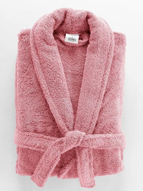 Peignoir col châle éponge Tendresse bois de rose - Kiabi