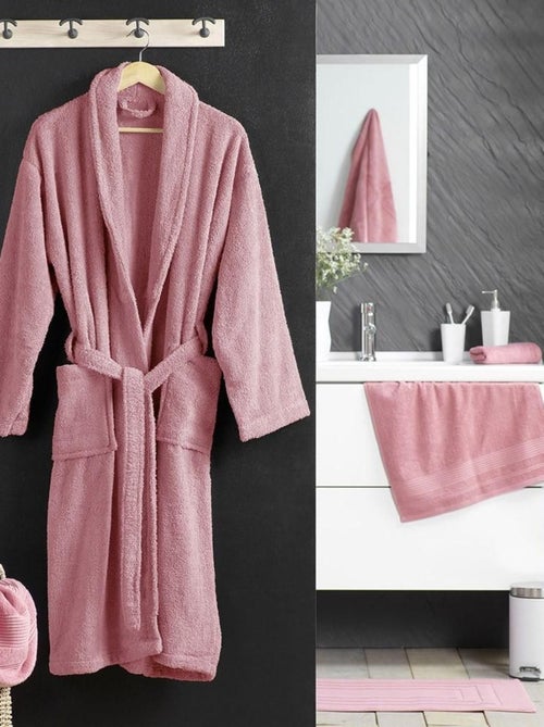 Peignoir col châle éponge Tendresse bois de rose - Kiabi