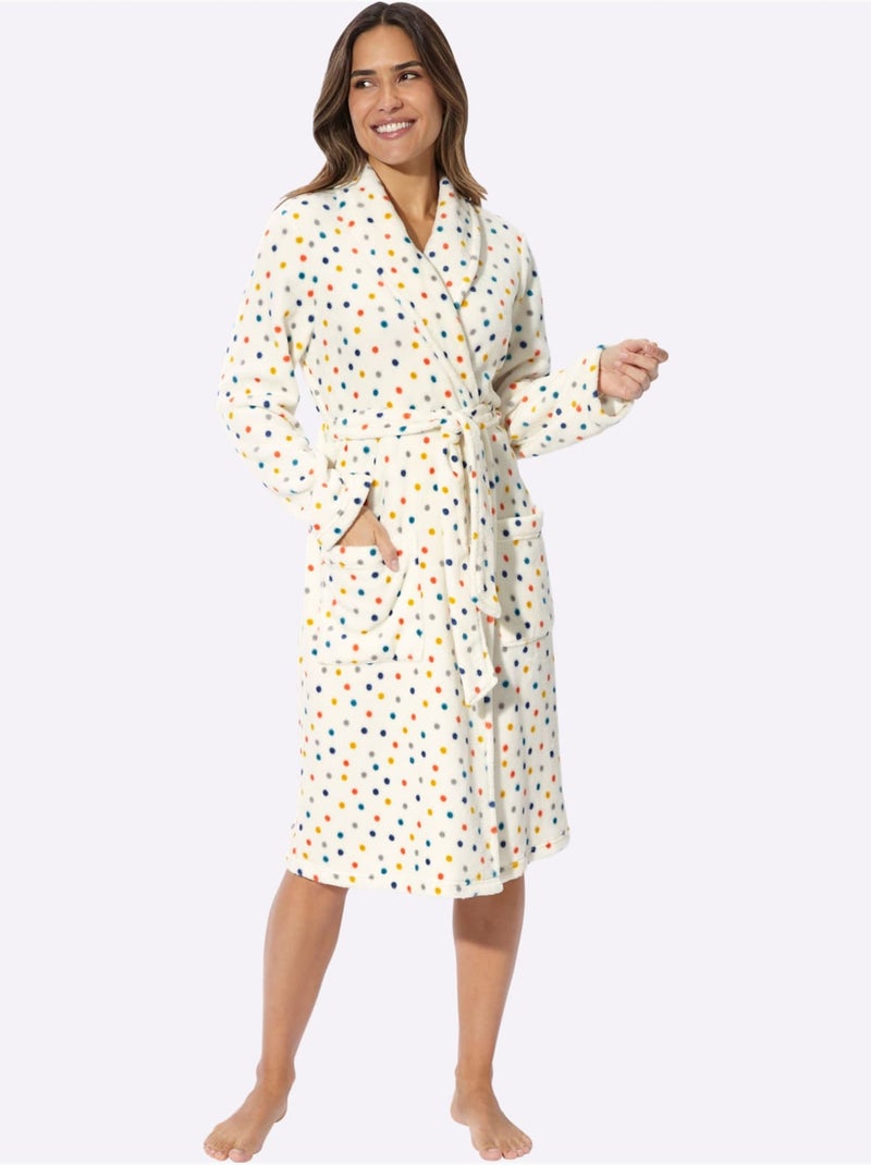 Peignoir Col Châle Mode - Taille Standard - Moda Vilona Ecru - Kiabi