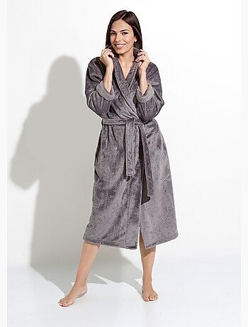 Peignoir col châle polaire toucher peluche longueur 120 cm - Afibel