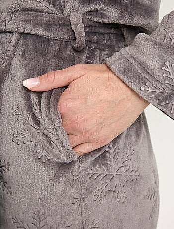 Peignoir col châle polaire toucher peluche longueur 120 cm - Afibel