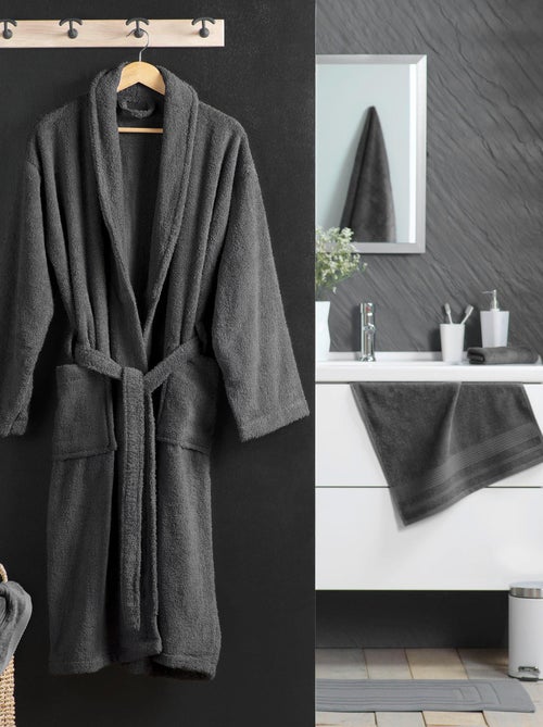 Peignoir Col Chale Tendresse anthracite - Kiabi