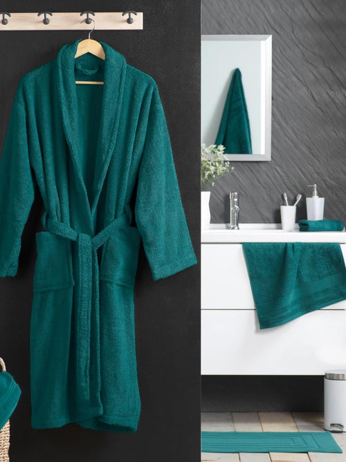 Peignoir Col Chale Tendresse emeraude - Kiabi