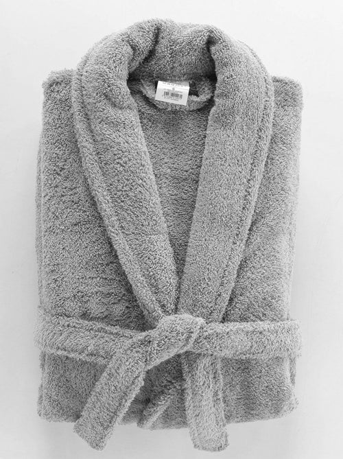 Peignoir Col Chale Tendresse gris perle - Kiabi