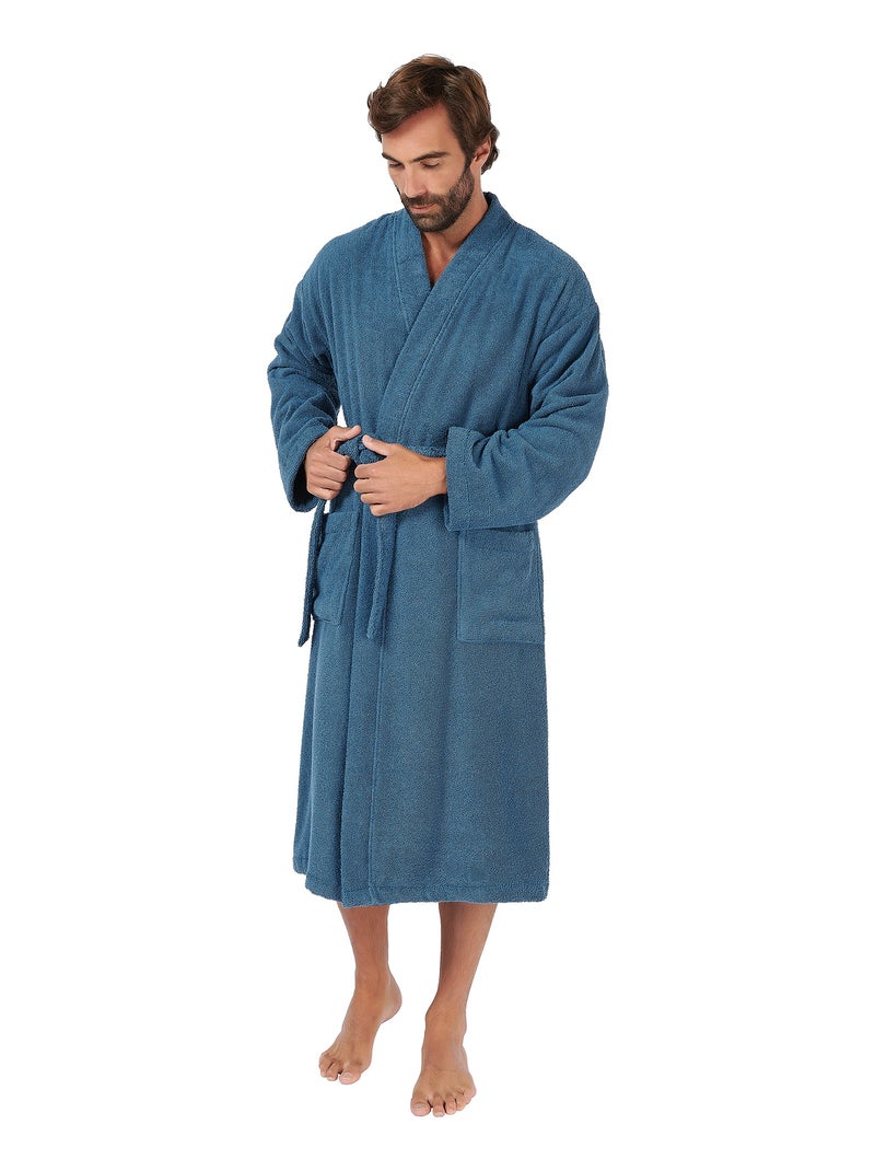 Peignoir col kimono EFFICIENCE PURE Col kimono Bleu impérial - Kiabi