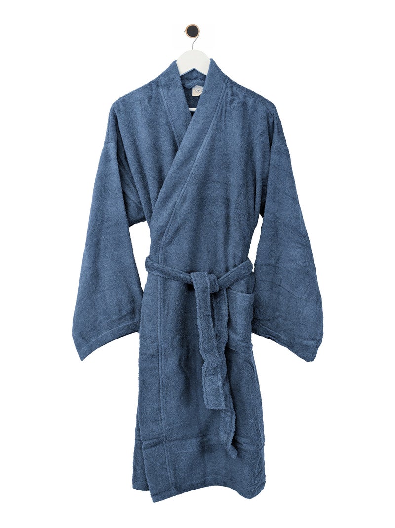 Peignoir col kimono EFFICIENCE PURE Col kimono Bleu impérial - Kiabi