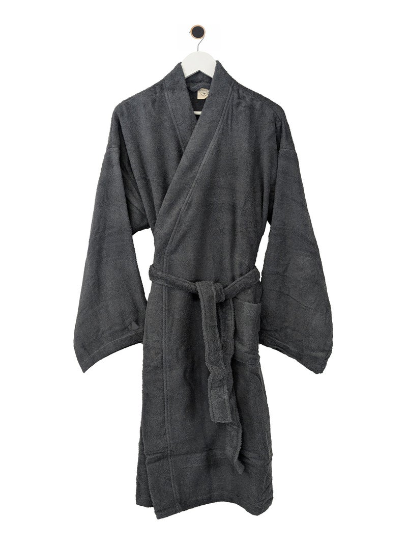 Peignoir col kimono EFFICIENCE PURE Col kimono Noir ébène - Kiabi