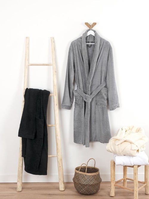 Peignoir coton éponge col chale  éponge PREMIUM - Kiabi