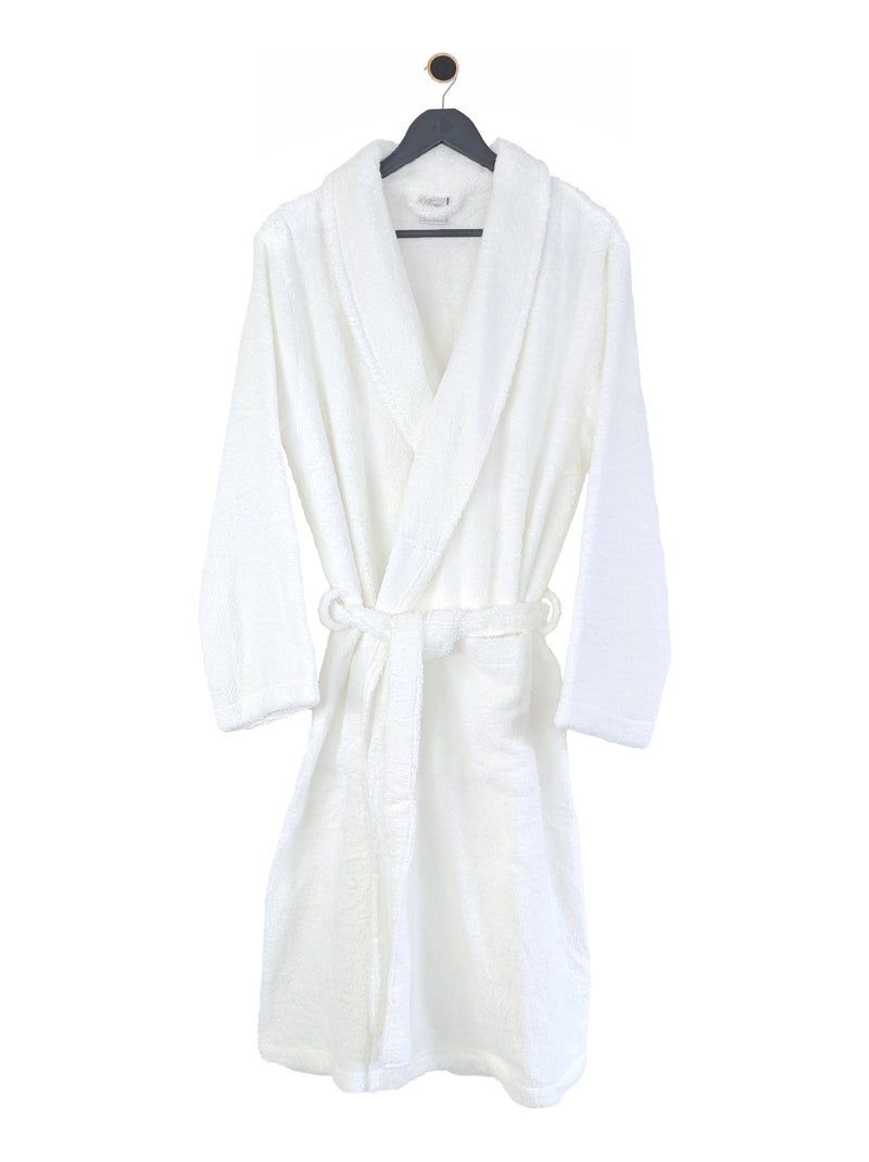 Peignoir coton ROYAL CRESENT col châle Blanc - Kiabi
