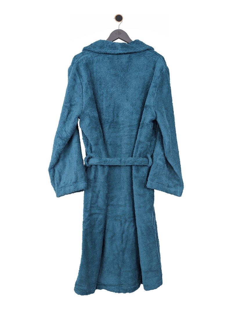 Peignoir coton ROYAL CRESENT col châle Bleu céladon - Kiabi
