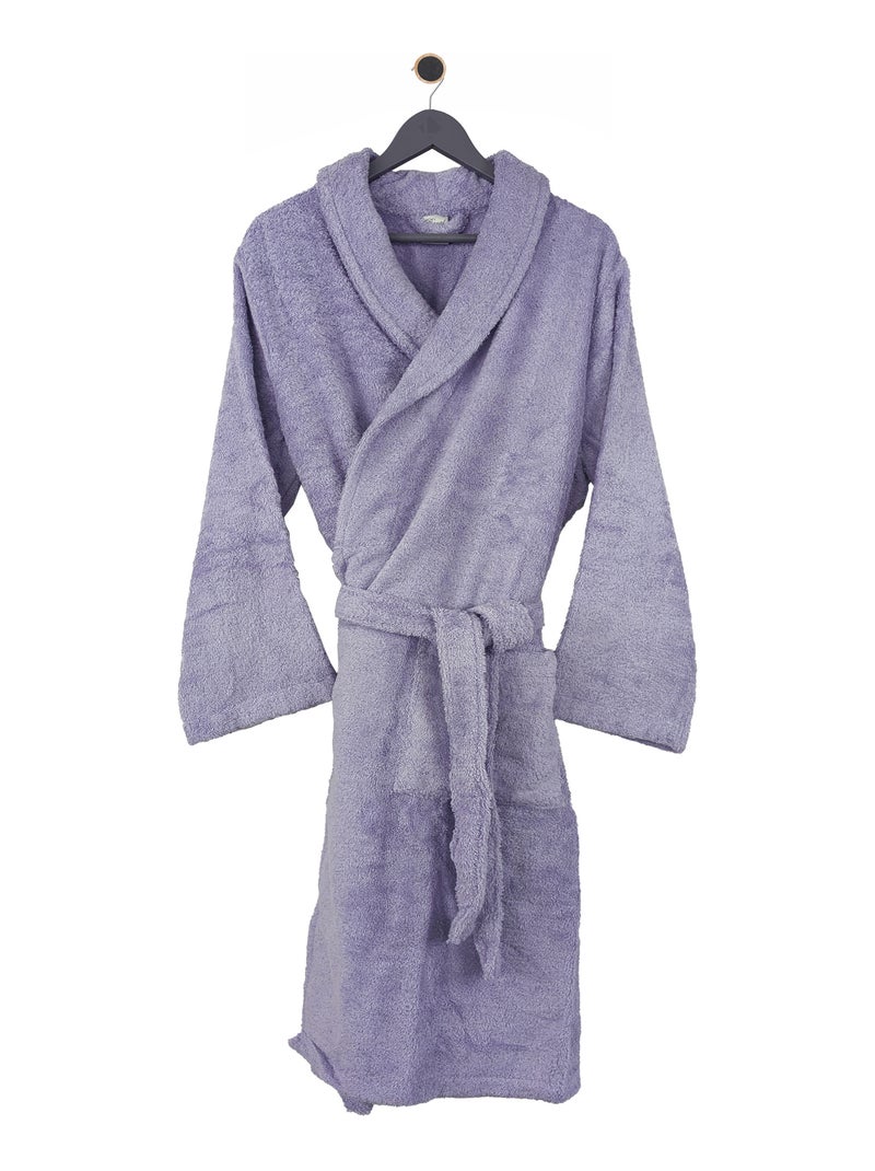 Peignoir coton ROYAL CRESENT col châle Bleu lavande - Kiabi
