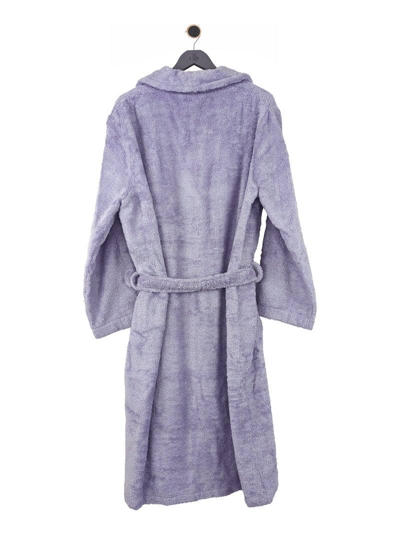 Peignoir coton ROYAL CRESENT col châle Bleu lavande - Kiabi