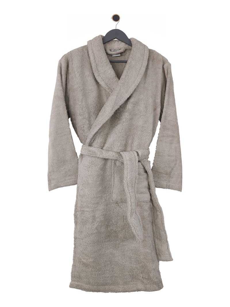 Peignoir coton ROYAL CRESENT col châle Gris clair - Kiabi
