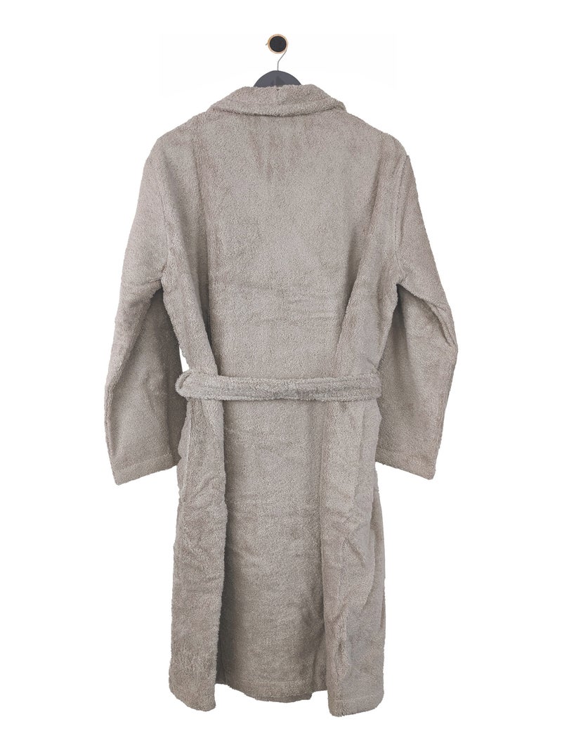 Peignoir coton ROYAL CRESENT col châle Gris clair - Kiabi