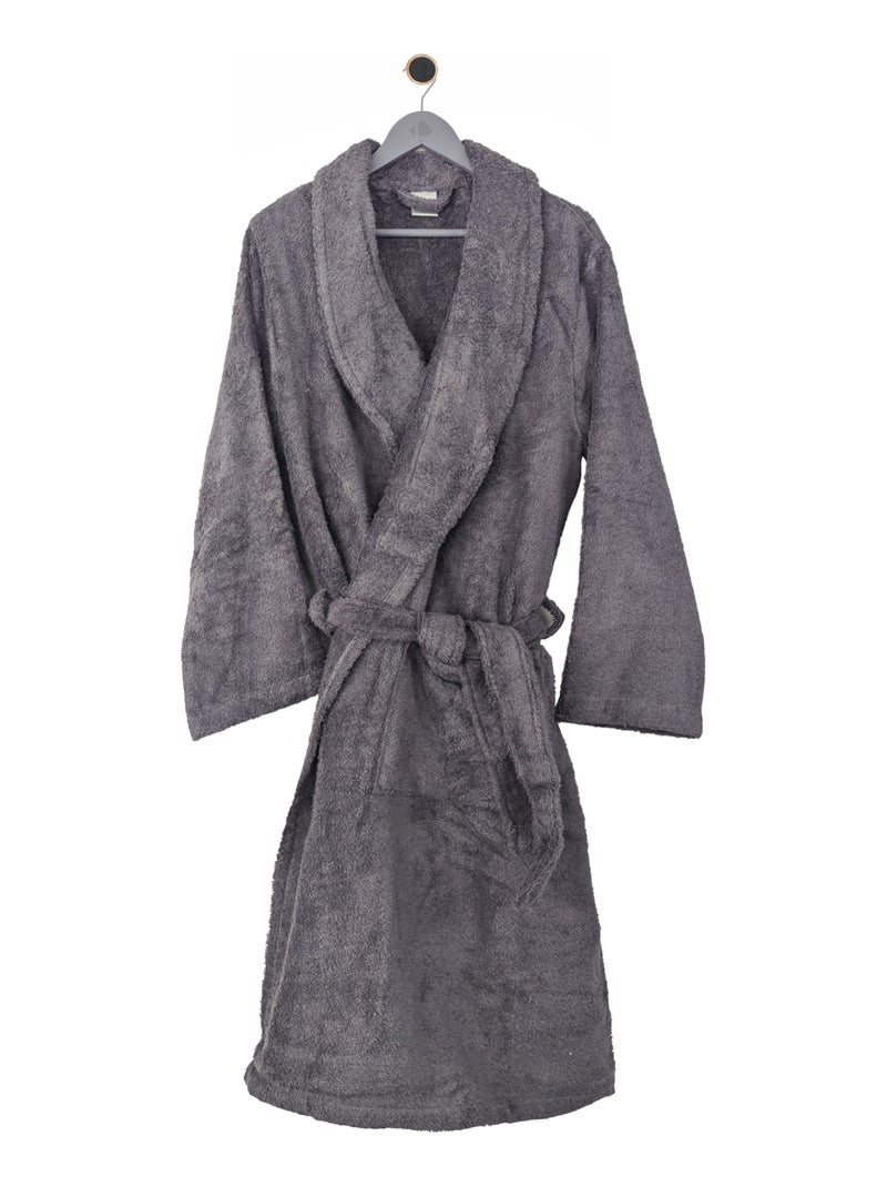 Peignoir coton ROYAL CRESENT col châle Gris foncé - Kiabi
