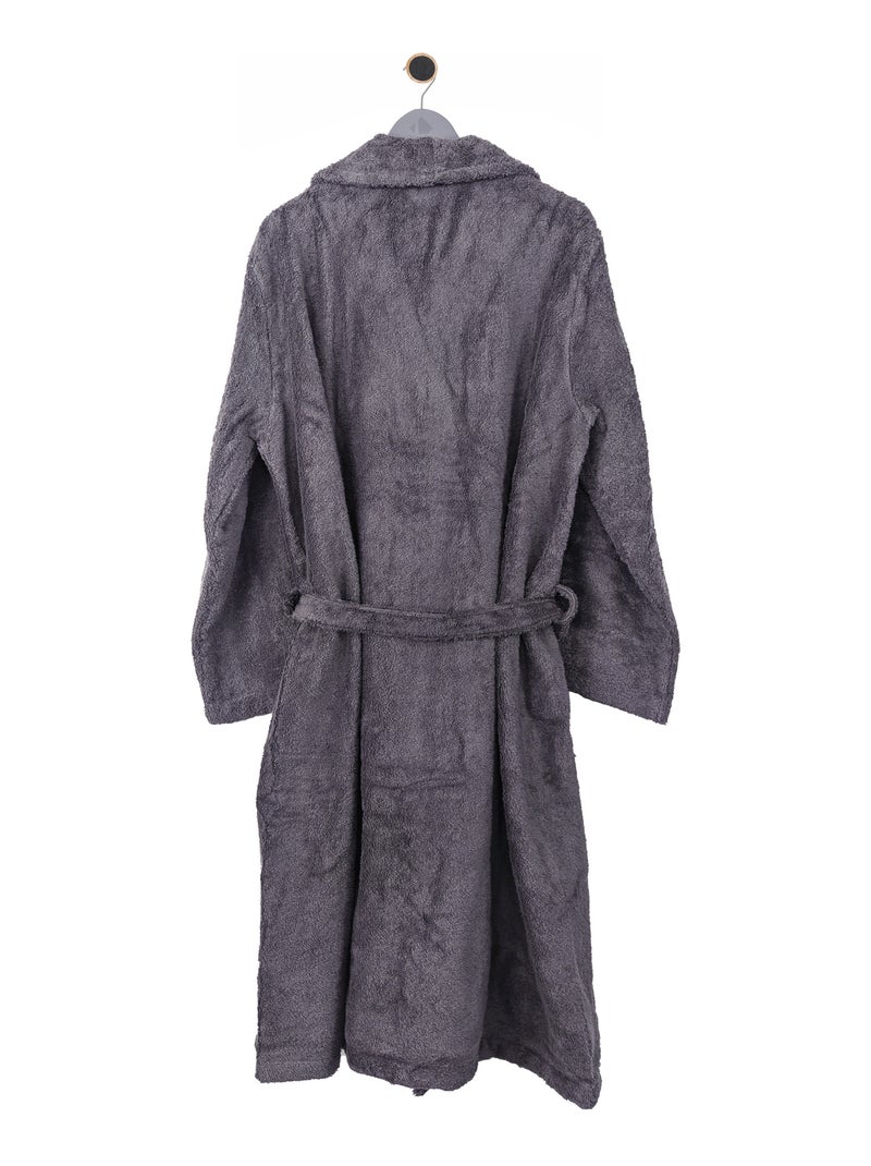Peignoir coton ROYAL CRESENT col châle Gris foncé - Kiabi