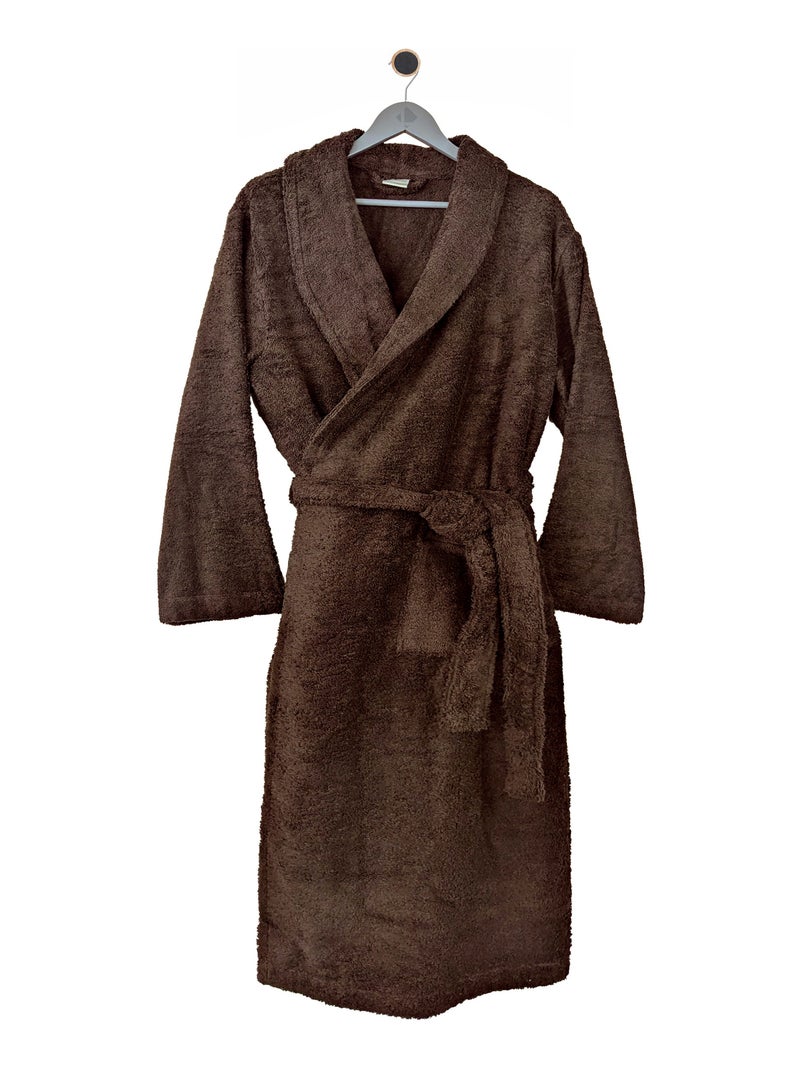 Peignoir coton ROYAL CRESENT col châle Gris taupe - Kiabi