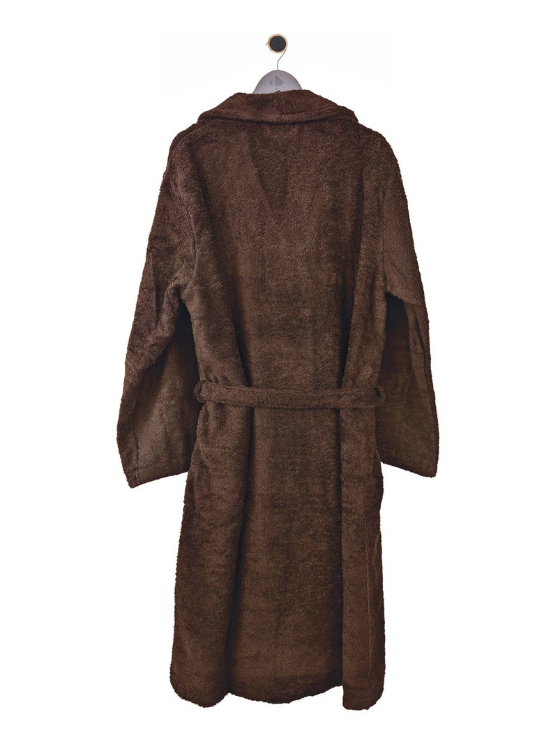 Peignoir coton ROYAL CRESENT col châle Gris taupe - Kiabi