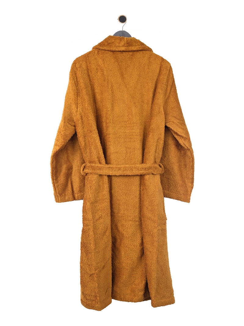 Peignoir coton ROYAL CRESENT col châle Jaune moutarde - Kiabi