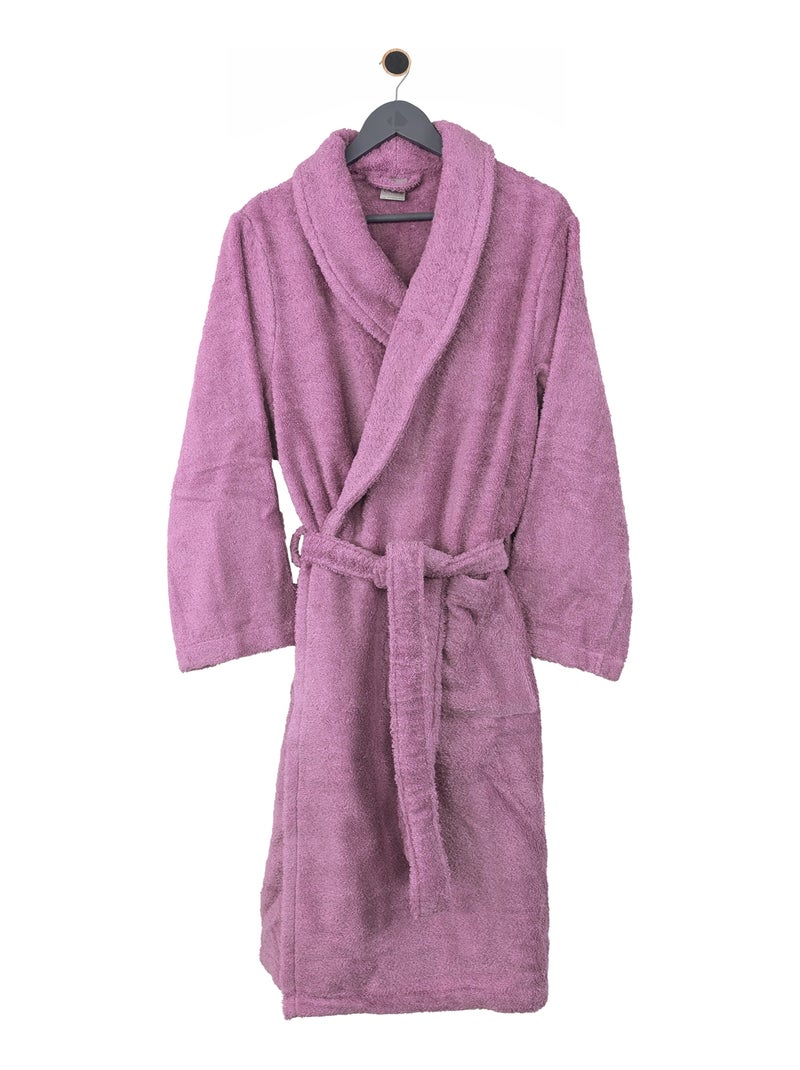 Peignoir coton ROYAL CRESENT col châle Rose parme - Kiabi