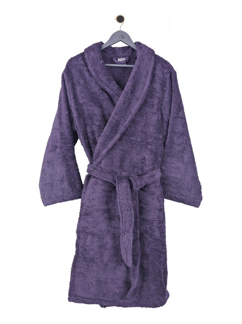 Peignoir coton ROYAL CRESENT col châle Violet prune - Kiabi