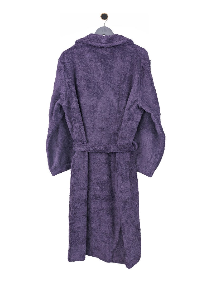 Peignoir coton ROYAL CRESENT col châle Violet prune - Kiabi