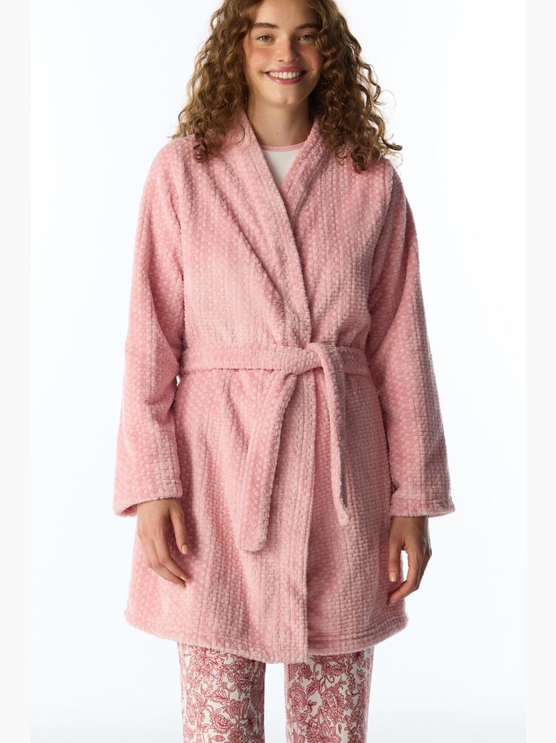 Peignoir countryside fluffy à manches longues penti Rose - Kiabi