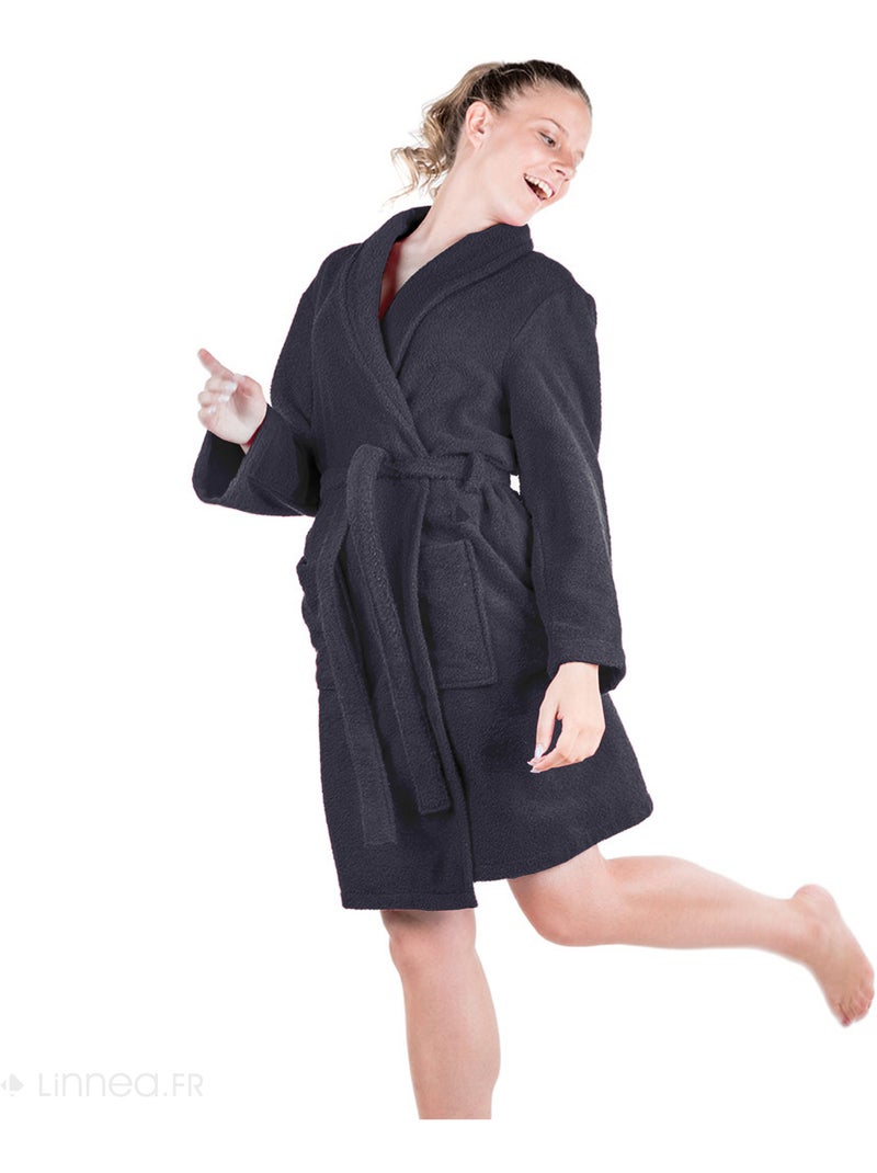 Peignoir de bain ALPHA col châle Noir Noir - Kiabi