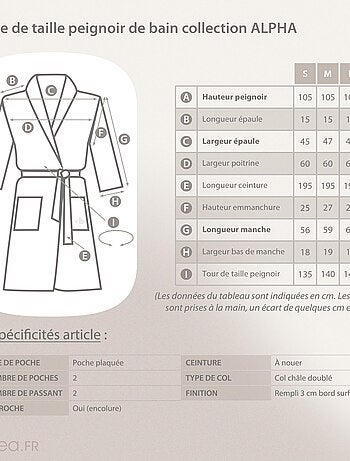 Peignoir de bain ALPHA col châle