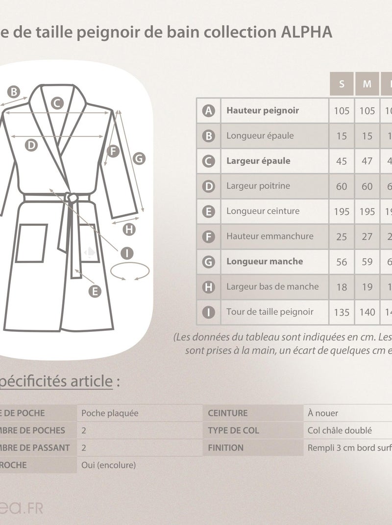 Peignoir de bain ALPHA col châle Rose fushia - Kiabi