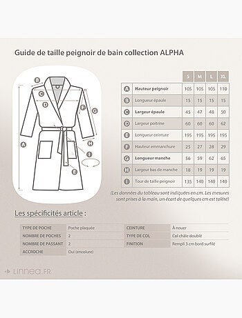 Peignoir de bain ALPHA col châle