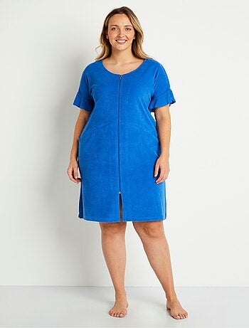 Peignoir de bain coton uni zippé