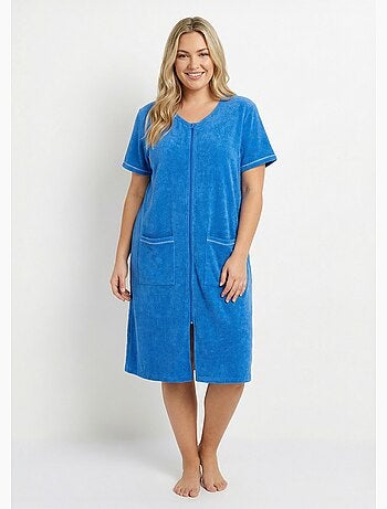 Peignoir de bain éponge coton uni zippé - Afibel