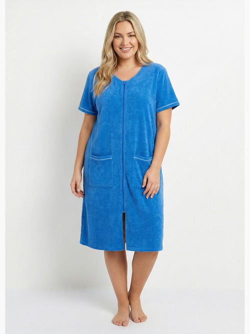 Peignoir de bain éponge coton uni zippé - Afibel - Kiabi