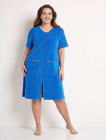 Peignoir de bain éponge coton uni zippé