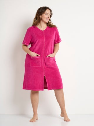 Peignoir de bain éponge coton uni zippé