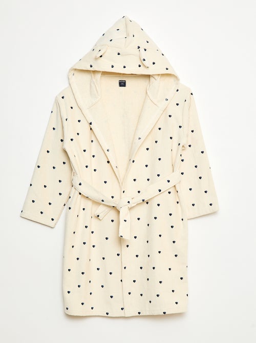 Peignoir de bain éponge en coton - Kiabi