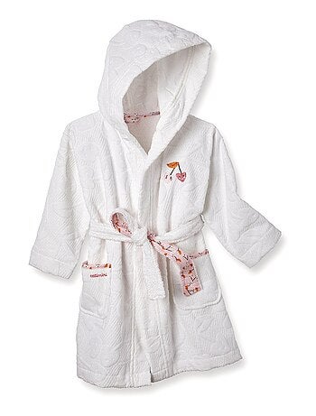 Peignoir de bain fille Escapade Kawaii - 10/12 ans - 100% Coton - 400 GSM - Blanc