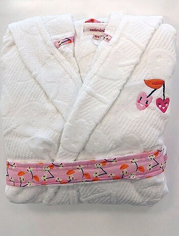 Peignoir de bain fille Escapade Kawaii - 10/12 ans - 100% Coton - 400 GSM - Blanc