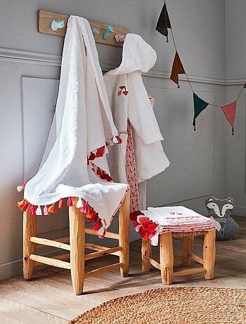 Peignoir de bain fille Escapade Kawaii - 10/12 ans - 100% Coton - 400 GSM - Blanc