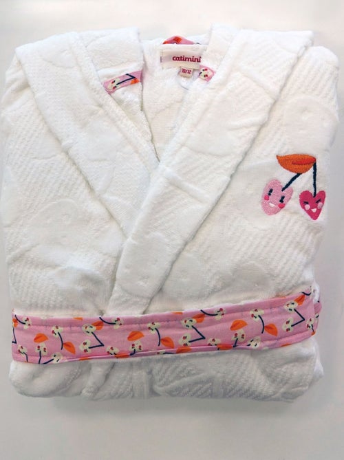 Peignoir de bain fille Escapade Kawaii - 10/12 ans - 100% Coton - 400 GSM - Blanc - Kiabi
